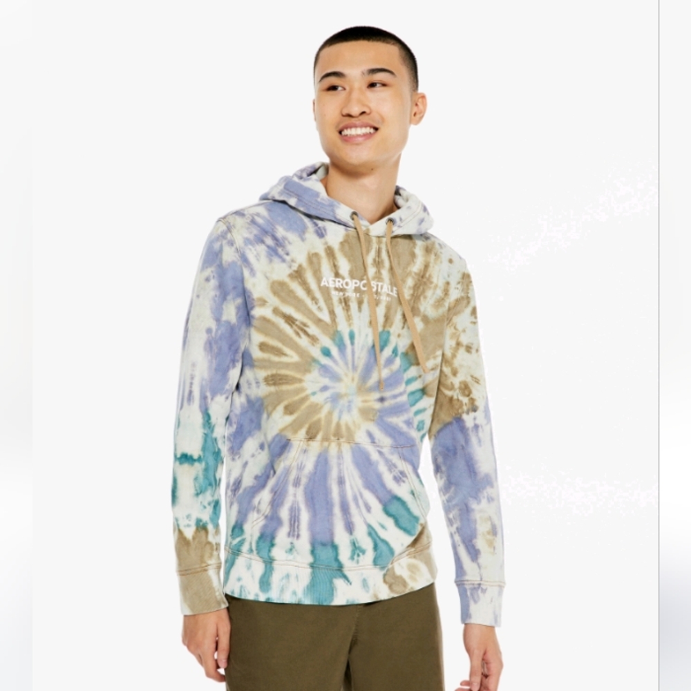 Aeropostale Logo Tie-Dye Pullover Hoodie